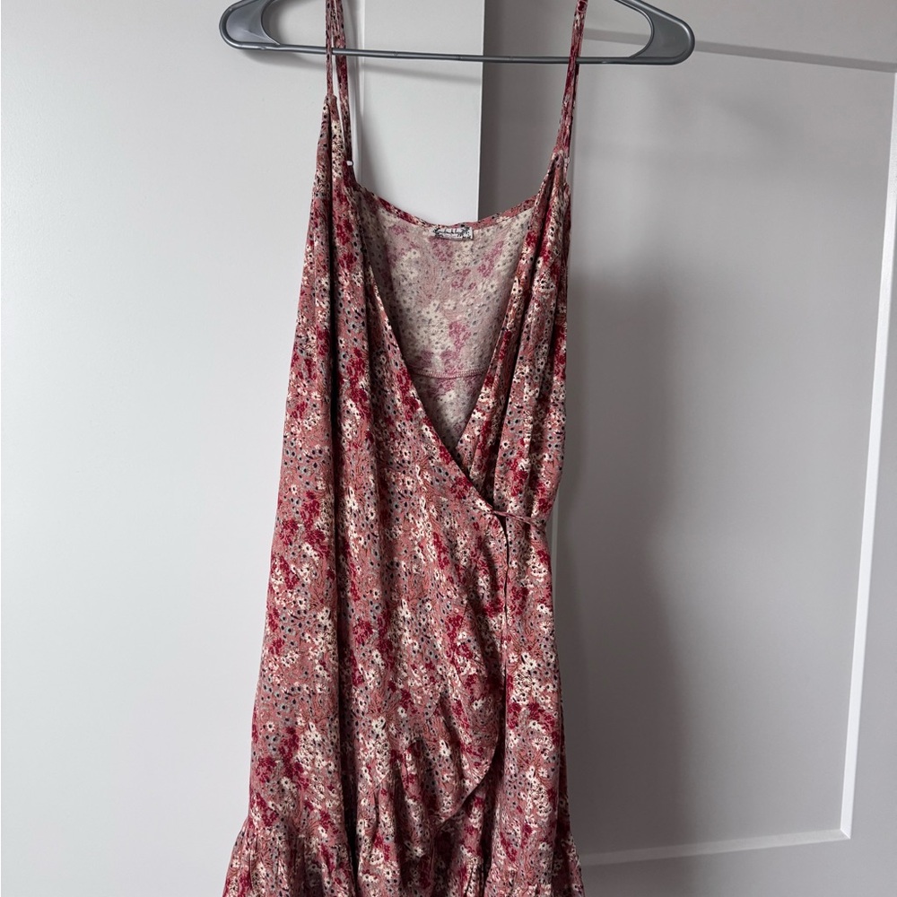 Free People Floral Wrap Dress - Pink and Cream